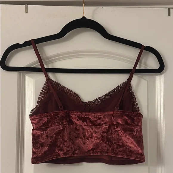 Flirtitude Velvet Bralette in Deep Burgundy - Picture 7 of 10